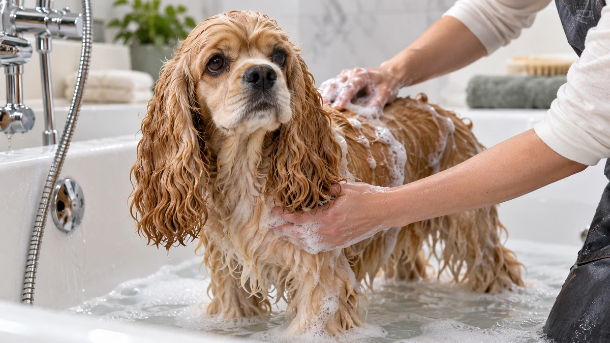 Amerikan Cocker köpek — banyo ve temizlik