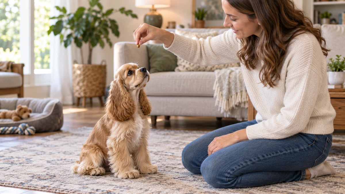 Amerikan Cocker yavru köpek — komut ve eğitim